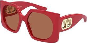 Valentino Sunglasses, female, Red, Size: 55 MM VLogo Signature Sunglasses
