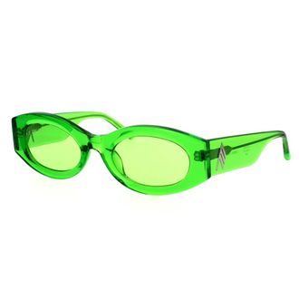 The Attico Sunglasses, female, Green, 54 MM, Green Oval Sunglasses with Silver Logo