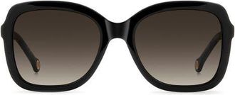 Carolina Herrera 56mm Gradient Square Sunglasses in Black Beige/Brown at Nordstrom