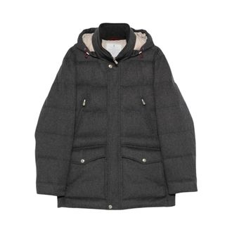 Brunello Cucinelli Parka de Franela de Lana - Jackets - Hombre - Gris - L