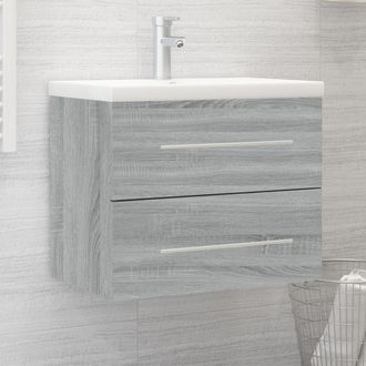 vidaXL Mueble De Ba&ntilde;o Con Lavabo Madera Contrachapada Gris Sonoma Vidaxl