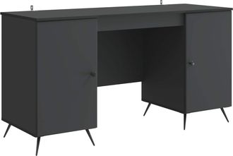 vidaXL Escritorio Negro 142,5 X 50 X 75 Cm Madera De Ingenier&iacute;a Vidaxl
