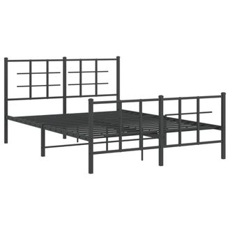 Berkfield Home Metal Bed Frame without Mattress with Footboard Black 135x190cm | Size: 135x190 cm