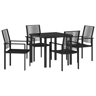 Berkfield Home 5 Piece Garden Dining Set Black PVC Rattan
