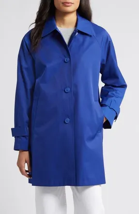Via Spiga Balmacain Water Repellent Cotton Blend Coat in Positano Blue at Nordstrom, Size X-Small