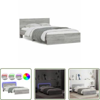 vidaXL Luci LED RGB - Giroletto con Testiera e LED Grigio Sonoma 120x190 cm