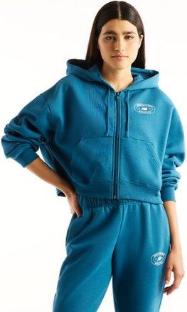 New Balance Donna Trackside Fleece Full Zip in Rosa, Taglia XL