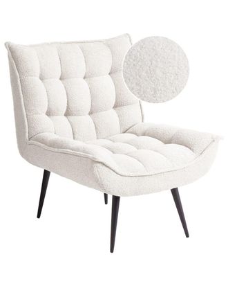 Beliani Sill&oacute;n boucl&eacute; blanco