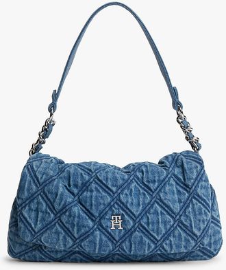 Tommy Hilfiger Womens Quilted Denim Shoulder Bag - Denim