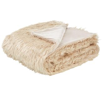 Beliani Beliani - Manta De Acr&iacute;lico Marr&oacute;n Claro 200 X 220 Cm Poli&eacute;ster Pelo Largo Dormitorio Delice