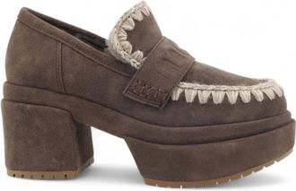 Mou Wedge Moccasin - Dames - Pumps - Bruin - 39 EU - Leer - Schoenen