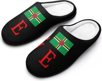 Generic Love Dominica Flag Fashion Cotton Slippers for Women Memory Foam House Slippers Non-Slip House Bedroom Shoes