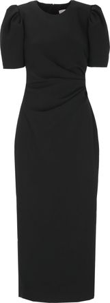 Carolina Herrera Draped Midi Dress With Structured Silhouette