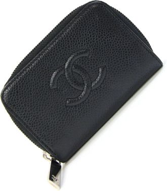 Chanel Black Grained Calfskin Coin Purse/Coin Case (Pre-Owned)