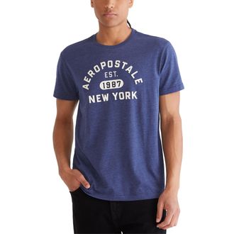 A&eacute;ropostale Mens Arch Logo Short Sleeve Tee, Blue Depths, XL