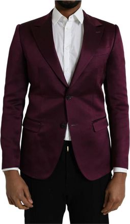 Dolce & Gabbana Silk Single Breasted Coat Blazer - Heren - Blazers - Bruin - S - Jassen