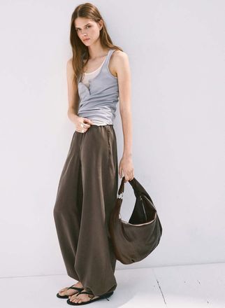 Mango Pantaloni harem vita elasticizzata cioccolato - Donna - XXS - MANGO