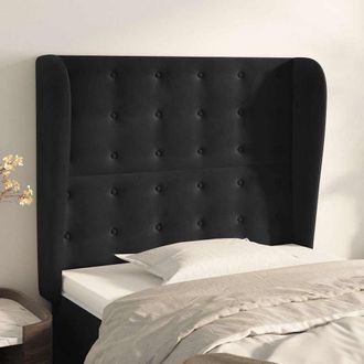 vidaXL Vidaxl Cabecero Con Orejas De Terciopelo Negro 93x23x118/128 Cm