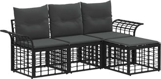 vidaXL Conjunto De Sof&aacute;s De Exterior 4 Uds. Negro Y Gris Oscuro Vidaxl