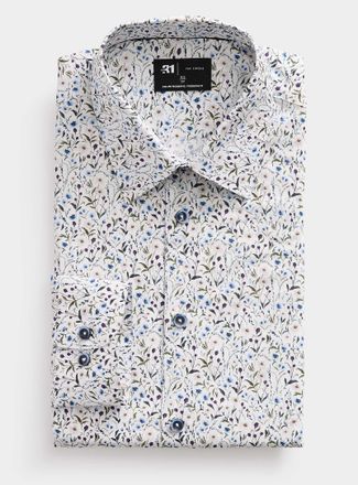 Le 31 Mens Wildflower white shirt Modern fit