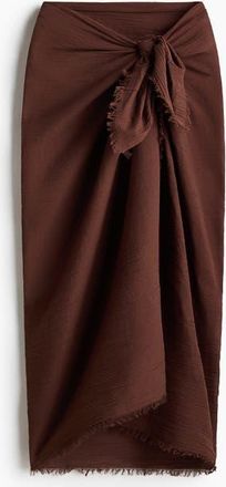 H&M Crinkled Cotton Sarong in Dark Brown at Nordstrom