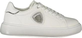 Blauer Zilveren Rhinestone Leren Sneakers - Dames - Sneakers - Wit - 36 EU - Leer - Schoenen