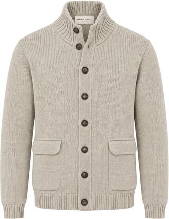 Daniele Fiesoli Cardigan Jas in Merinowol Blend - Heren - Vesten - Beige - XL - Wol - Truien & Vesten