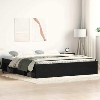 vidaXL Estructura De Cama Sin Colch&oacute;n Roble Negro 200x200 Cm Vidaxl