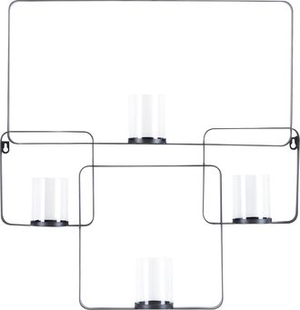 Beliani Candelero De Metal Negro 65 Cm Pantalla Portavelas Pared Moderno Palawan