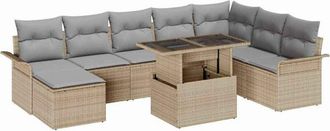 vidaXL Garden Sofa Set with Cushion 9 pcs Beige and Light Grey vidaXL