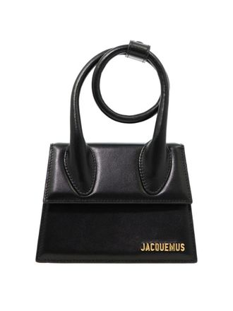 Jacquemus Le Chiquito Noeud Black Crossbody Bag With Logo Detail In Leather Woman