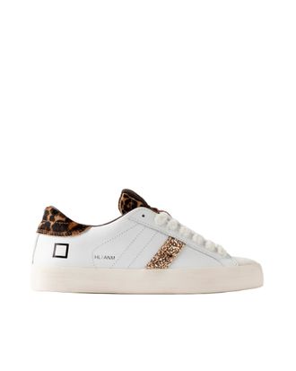 D.A.T.E. Leopard-Effect Calf Hair White Low-Top Sneakers with Textured Laces