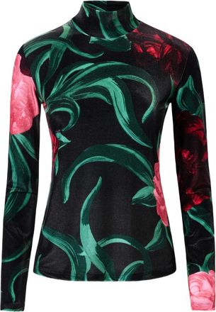 La DoubleJ floral-print turtleneck top - Nero