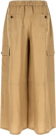 Max Mara Womens Beige Linen Cargo Pants