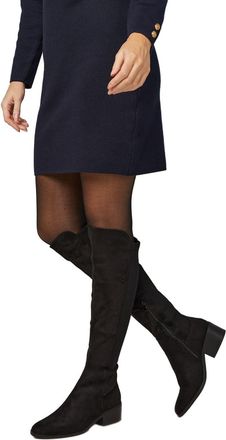 Wallis Hannah Stretch Back Almond Toe Low Heel Knee Boots, 4, Natural Black
