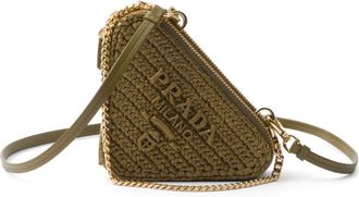 Prada Woven fabric mini-pouch - women - Fabric/Nylon/Leather - OS - Green