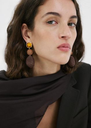 Mango Ciondoli pendenti fibra naturale marrone - Donna - Taglia unica - MANGO