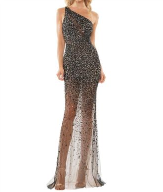 Colors Dress Beaded Bodice Evening Dress In Black