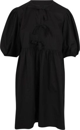 Ganni Short Dresses, female, Black, Size: M Front-tie Dress