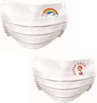 OEM 10 Pz Mascherine Bambini Sorriso Fantasie Miste M/f Idrorepellente Misura: Junior Sorriso 7-10 Anni