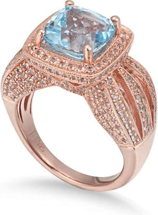 Suzy Levian Sterling Silver 6.04 TCW Blue Topaz Ring