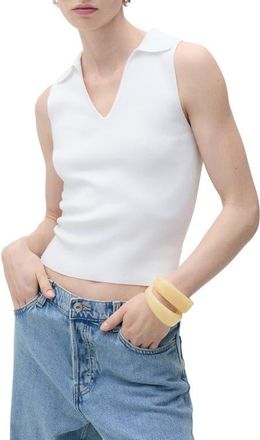Mango Sleeveless Knit Polo in Ecru at Nordstrom, Size Small