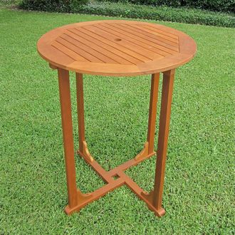 International Caravan Inc Royal Tahiti Outdoor Wood Bar Height Round Table
