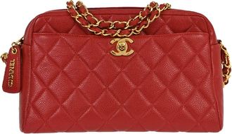 Chanel Misia Camera Quilted Lambskin Red Leather Handbag (Pre-Owned)