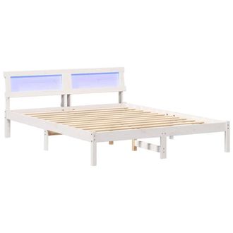 Berkfield Home with LED Strip Lights with Headboard White 160 x 200 cm Pine wood