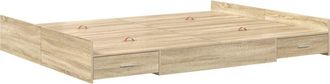 vidaXL Storage Bed Frame Sonoma Oak 135 x 190 cm Engineered Wood vidaXL