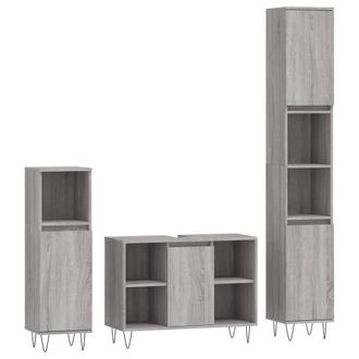 Berkfield Home 3 Piece Bathroom Furniture Set Grey Sonoma Engineered Wood