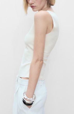 Mango Boat Neck Knit Top in Ecru at Nordstrom, Size Medium