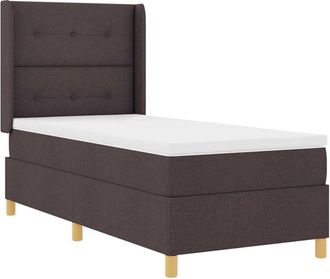 vidaXL Box Spring Bed with Mattress Dark Brown 90 x 190 cm Fabric vidaXL