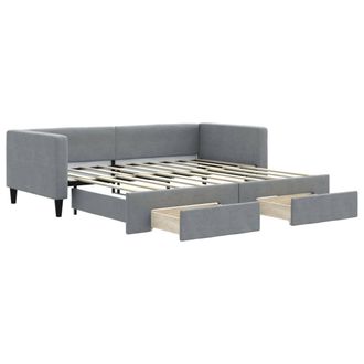 vidaXL Sof&aacute; Cama Nido Con Cajones Tela Gris Claro 100x190 Cm Vidaxl